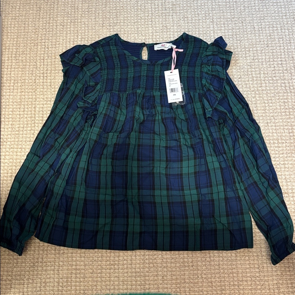 Girls never worn Vineyard Vines plaid shirt. New with tags!